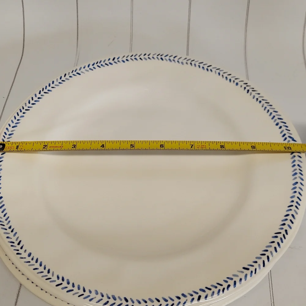 NWOT 2 Pier 1 Blue and White Leaf Trim Plates